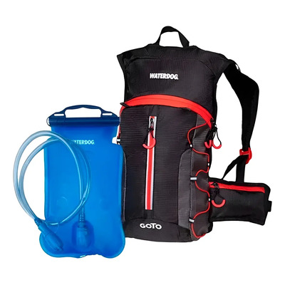 Mochila Waterdog Goto + Camel Waterdog 2l Acolchonada ° Negro Y Roja Liso