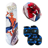 Patineta Set Skate Spiderman Marvel Con Proteccion Y Bolso