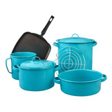 Batería De Cocina Cinsa Monica De Peltre Clásica 8 Pz Azul