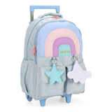 Mochila Carrinho Juvenil Arco-íris Azul Petit Up4you Luxcel