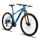 Bicicleta Aro 29 Gts Feel Aluminio 27v Freio Hidráulico Cor Azul/preto/amarelo Tamanho Do Quadro 19