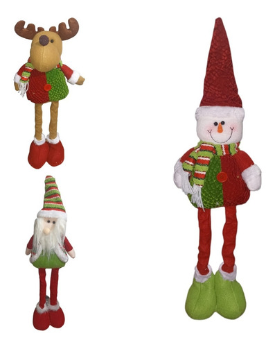 Pack 3muñeco Navideño Patas Largas 65cm Pascuero Adorno