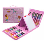 Set Maleta 208 Pzs Arte Niños Caballete Color Crayon Pintura