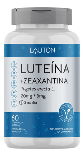 Luteína + Zeaxantina 20mg/3mg 60 Comprimidos - Lauton