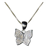 Cadena Collar Mujer P Mariposa Circones Plata 925 + Caja Reg