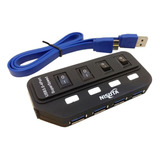 Hub Usb 3.0 4 Puertos Con Switch Interruptor Y Luz Nisuta