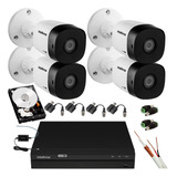 Kit Cftv Intelbras 4 Câmeras 720p 20m C/ Balun Dvr E Hd 500g