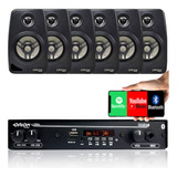 Kit Som Ambiente 1002 Bt Control + 6 Caixas Parede Preta 55w