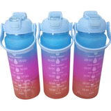 Set De 3 Botellas De Agua Motivacionales Deportivas Plastica