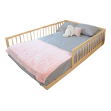 Cama Cuna Matrimonial Montessori Con Barandales De Madera