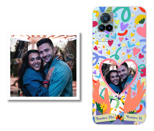 Funda Para Vivo Personalizada Corazón Foto Con Tu Pareja