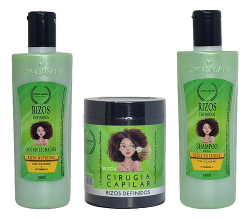 Kit Shampoo + Acondicionador + Crema Para Rizo Copacabana