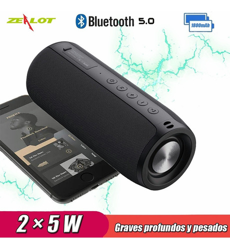 Bocina Estéreo Portátil Zealot-s51 Inalámbrica Con Bluetooth