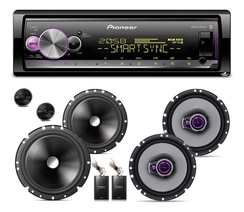 Som Pioneer Mvh-x3000br Spotify + Kit 2 Vias + Falantes 6