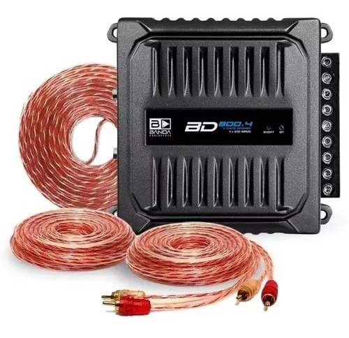 Amplificador Banda Bd800.4 + Kit De Rca Injetado ( 1m E 5m )