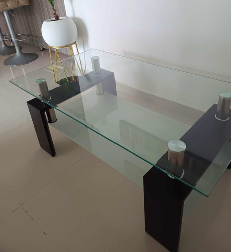 Mesa De Sala En Vidrio Y Madera