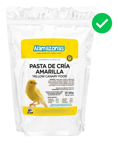 Pasta De Cría Amarilla Canarios 500g Alamazonas