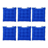 Kit 6 Almofadas Assentos De Cadeira Futton Futon 40x40cm Cor Azul-royal Desenho Do Tecido Liso