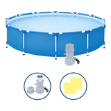 Piscina 7000 Litros Redonda Premium Filtro 3600l/h 110v Mor Cor Azul Liso