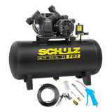 Compressor De Ar 110l 10 Pés Mono 2hp Schulz + Kit Multiuso Cor Preto 220v