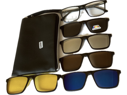 Lentes Clip On 2343a Con 5 Clip Intercambiables Y Estuche 