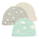 Pack De Tres Gorros Para Bebé Motivo Luna Y Estrellas ( 0 - 