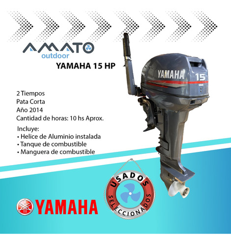 Motor Fuera De Borda Yamaha 15hp 2 T Pata Corta Usado