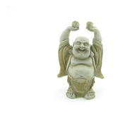 Estátua Buda Rindo Com Bola Cor Cimento Resina 10 Cm