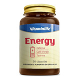 Vitaminlife Energy 30 Caps Cafeína Café Verde Taurina Sem Sabor