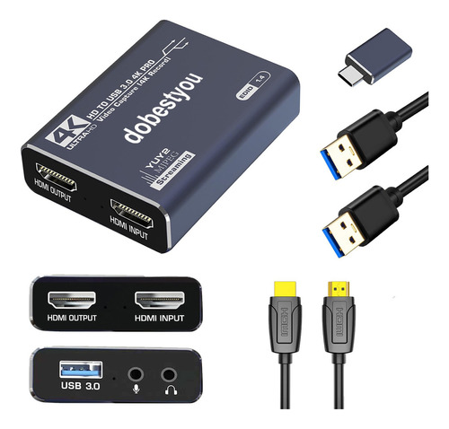 Tarjeta De Captura De Video De Audio 4k Con Cable Hdmi, Usb