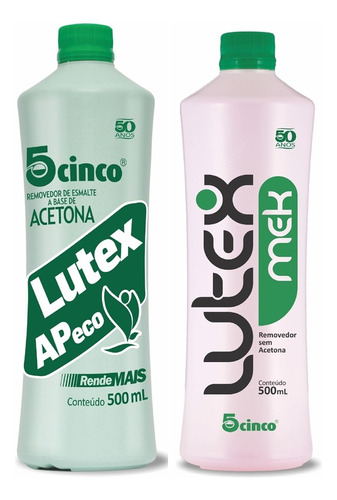 Removedor De Esmalte 5cinco Lutex Ap Eco 500ml + Mek 500ml