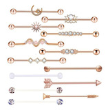 Barra Industrial Piercing Cartilago Set 13 Piezas Acero Inox