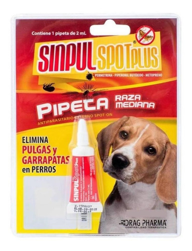 Pipeta Antigarrapatas Sinpul Spot Plus Raza Mediana 5 A 15kg