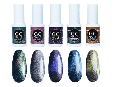 Kit De 5 Pzas Gel Efecto Ojo De Gato, Gc Nails