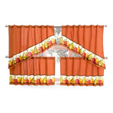 Cortina De Baño Vianney Frutal Frutal B Color Naranja Con Diseño De Frutas