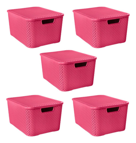 Kit 5 Caixas/cesto Organizador Rattan - 7 Litros