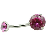 Piercing Umbigo Titânio Com Zircônia Pink Rosca Interna