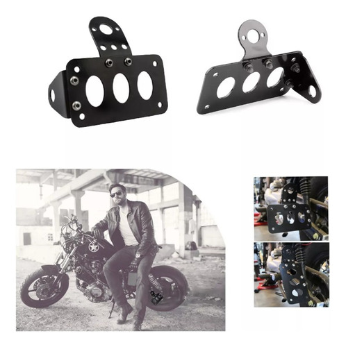 Porta Placa Lateral Moto Plano Choper Portaplac Para Harley