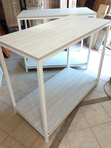 Mesa Blanca Hierro Melamina 120x60x80