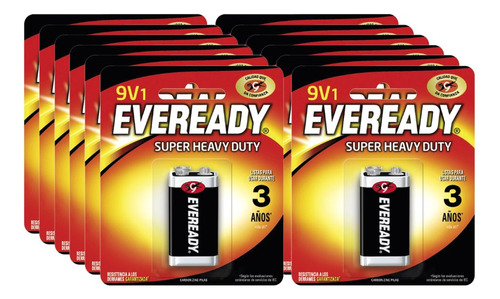 Pack 12 Batería 9v Eveready Extra Duración / Superstore
