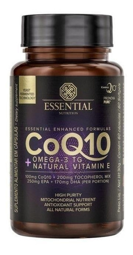 Coq10 Com Omega 3 (60 Cápsulas) - Essential Nutrition