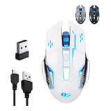  Mouse Gamer Inalámbrico Silencioso Y Recargable Con Luz Led