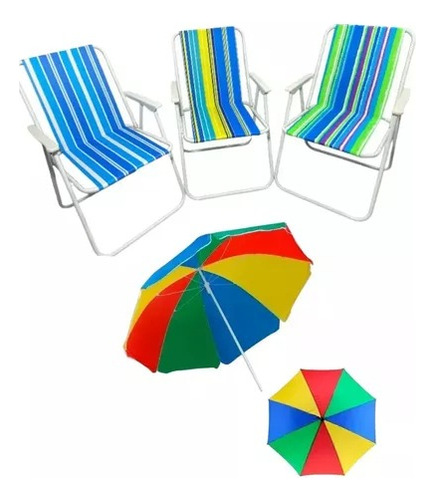 Silla Plegable De Playa Piscina Camping + Quita Sol