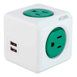 Multicontacto Y Supresor De Picos Ecube 2 Puertos Usb, Iusa Color Blanco