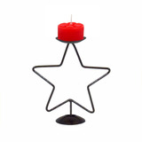 Castiçal Estrela Com Vela Decorativo Enfeite Mesa Ceia Natal