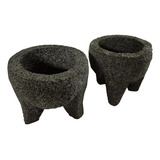 Mini Molcajete Y Mini Metate Hechos De Piedra Volcánica