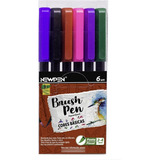 Caneta Pincel Brush Pen Newpen Kit C/ 6 Cores Básicas