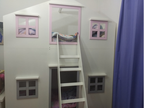 Cama Montessori Casita 1 Plaza Doble Blanca