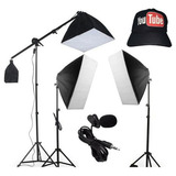 Kit Youtube Iluminação Greika Pk-sb04 Soft Box  Vídeo Áudio