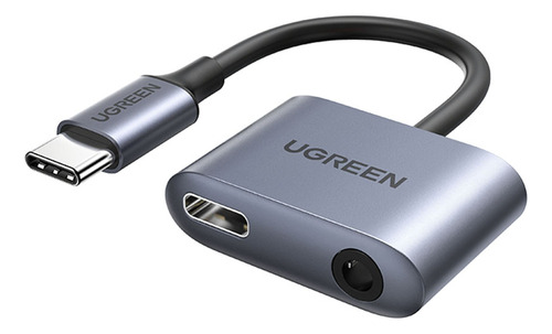 Adaptador Áudio Ugreen Usb C Para 3.5mm Com Porta Usb C Pd